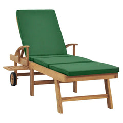 Sun Lounger Green cushion, Teak wood