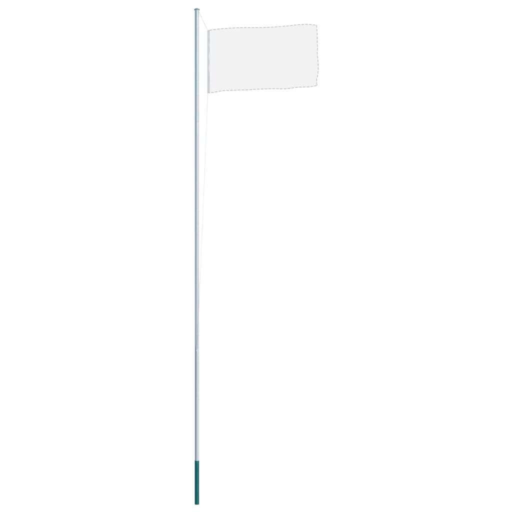 Silver 20.3-foot sectional aluminum flagpole with white flag attached.
