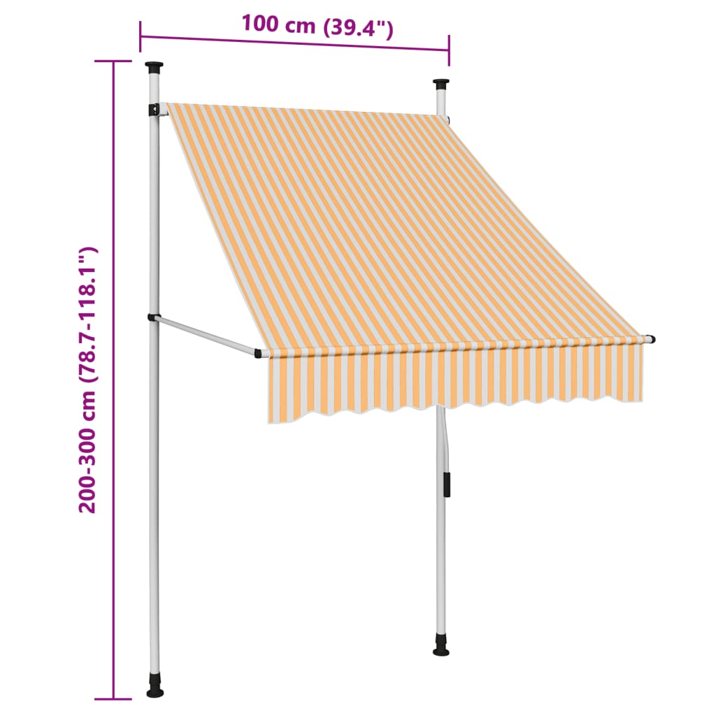 Manual Retractable Awning 39.4 Orange and White Stripes