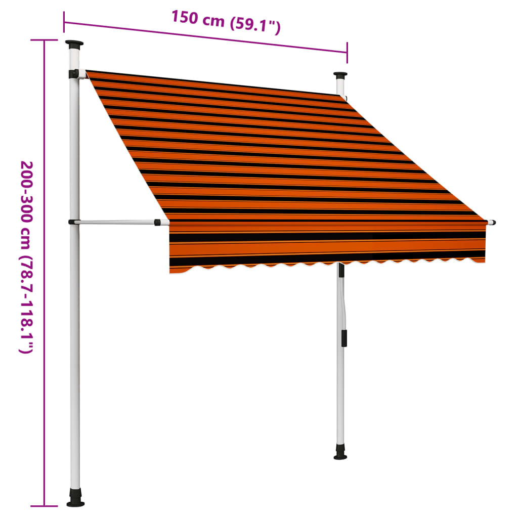 Manual Retractable Awning 59.1 Orange and Brown