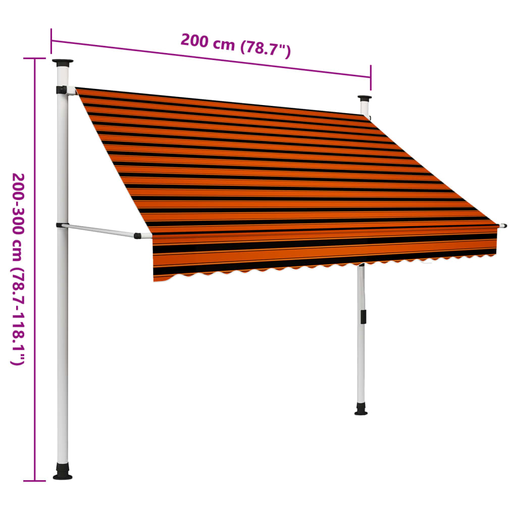 Manual Retractable Awning 78.7 Orange and Brown