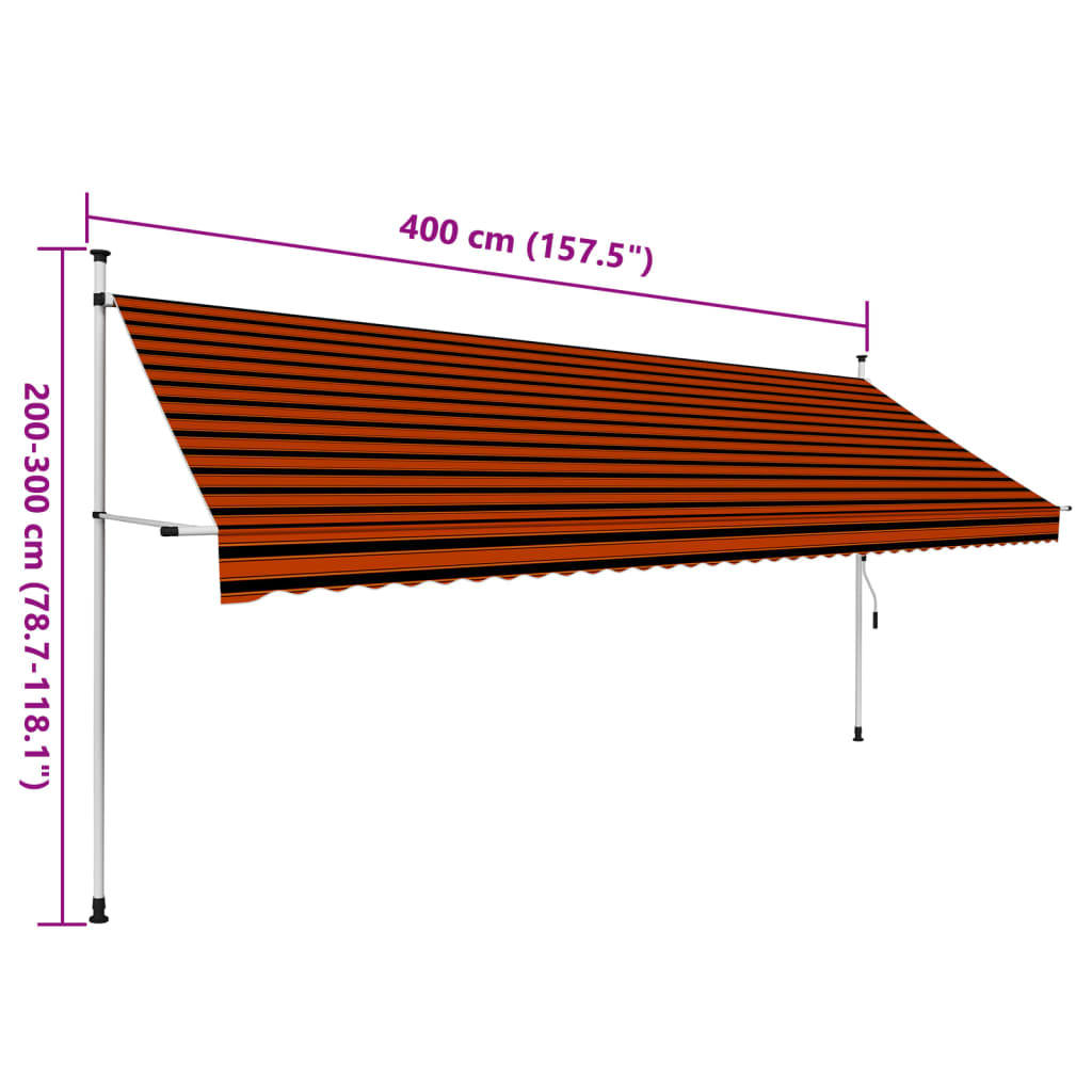 Manual Retractable Awning 157.5 Orange and Brown
