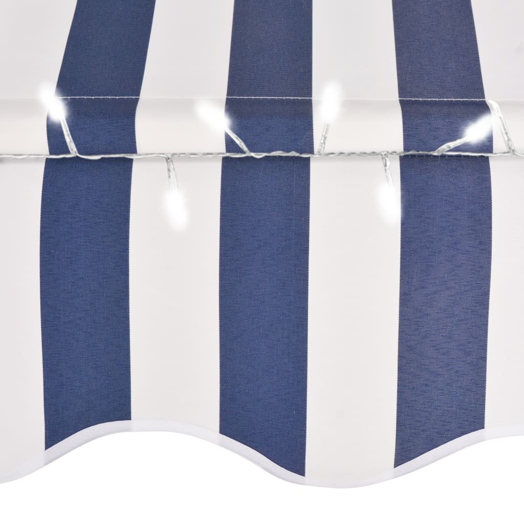 Manual Retractable Awning with LED 78.7 Blue and White