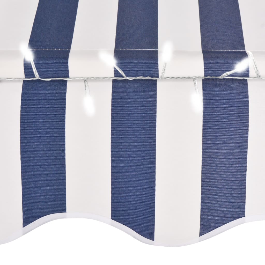 Manual Retractable Awning with LED 98.4 Blue and White