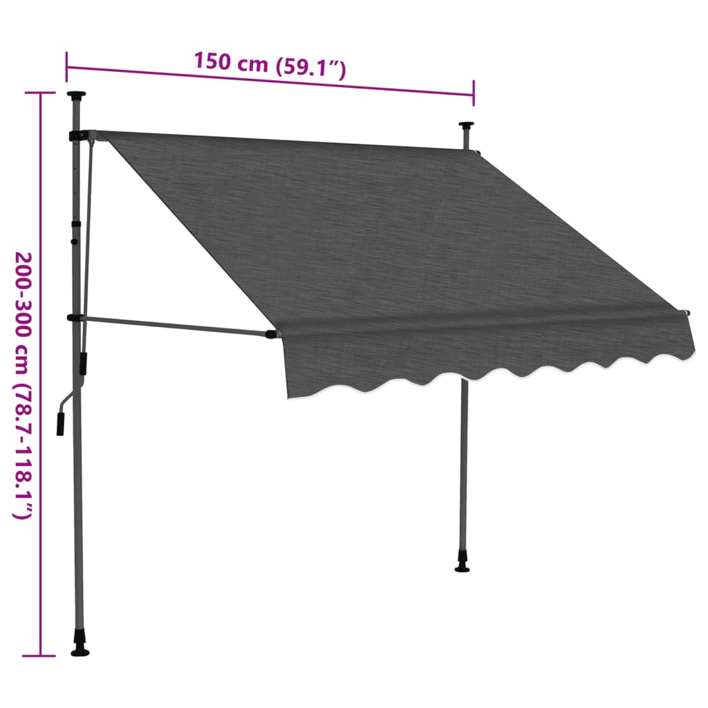 Manual Retractable Awning with LED 59.1 Anthracite