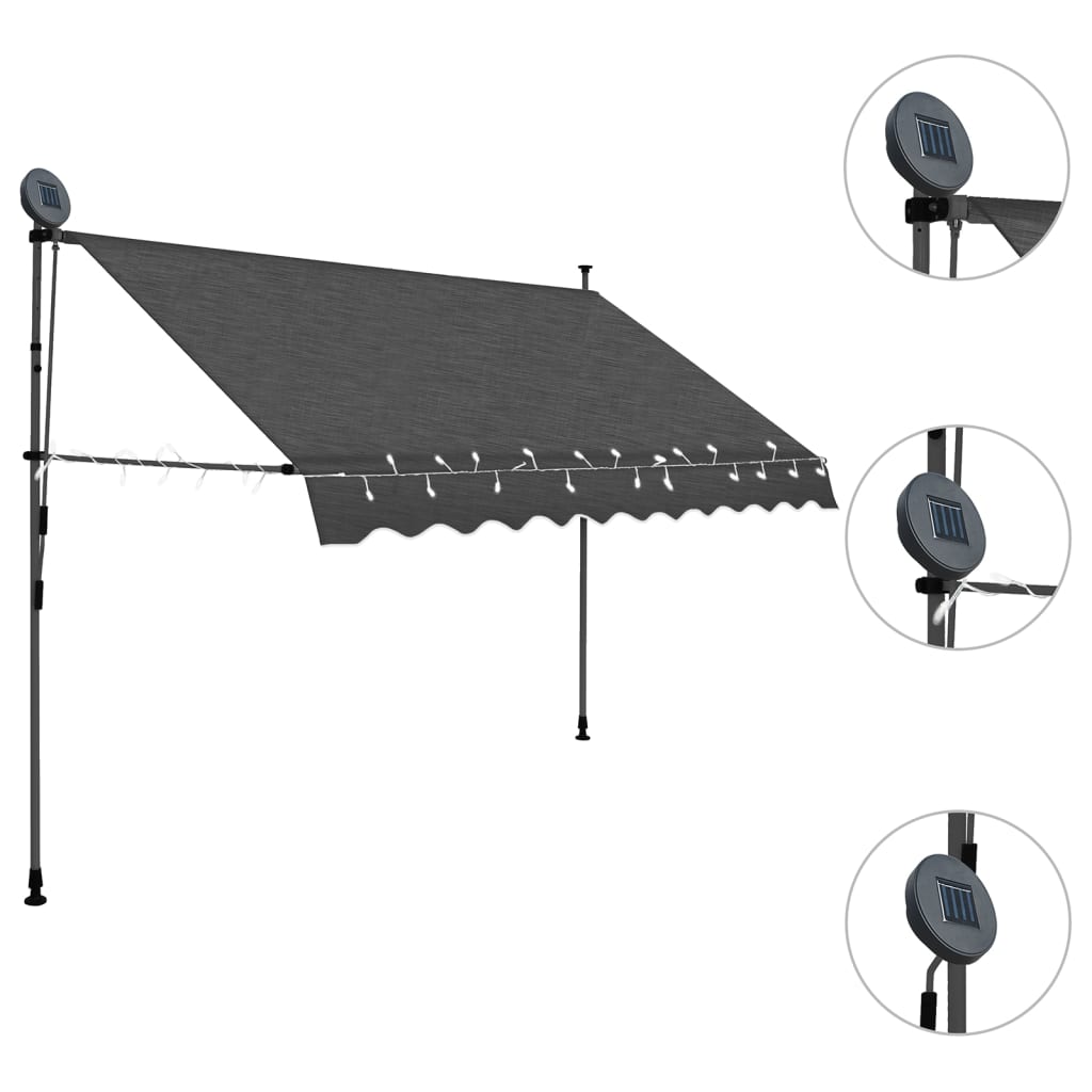 Manual Retractable Awning with LED 98.4 Anthracite