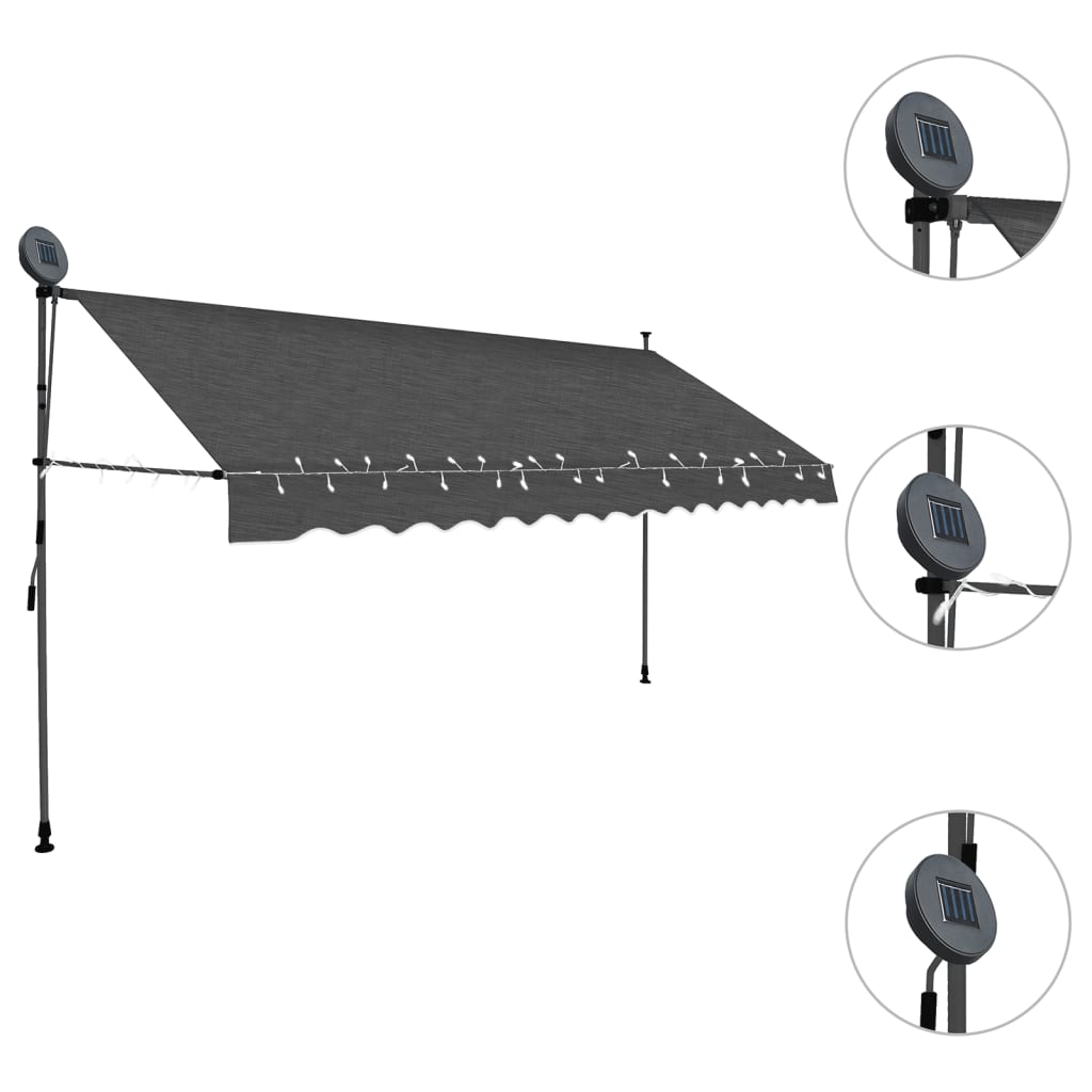 Manual Retractable Awning with LED 157.5 Anthracite