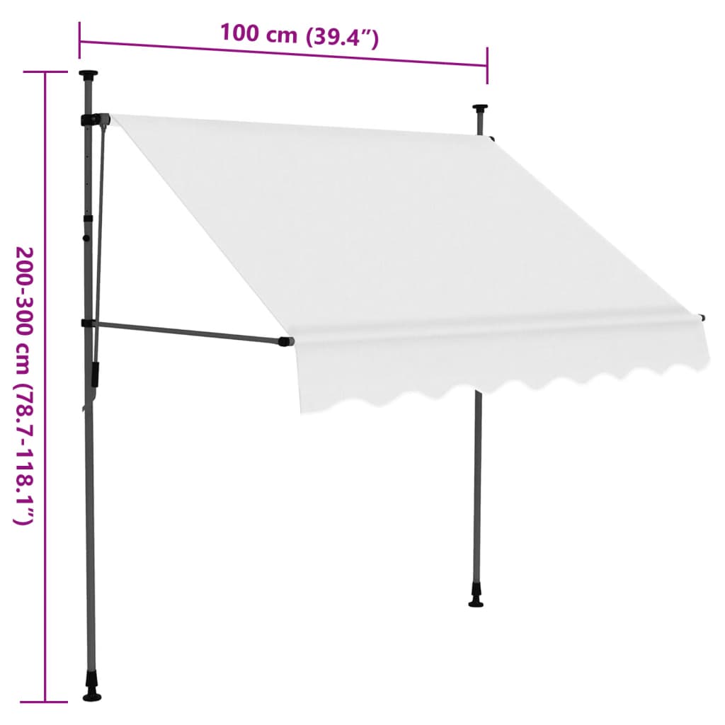 Manual Retractable Awning with LED 39.4 Cream