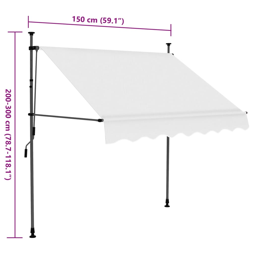 Manual Retractable Awning with LED 59.1 Cream