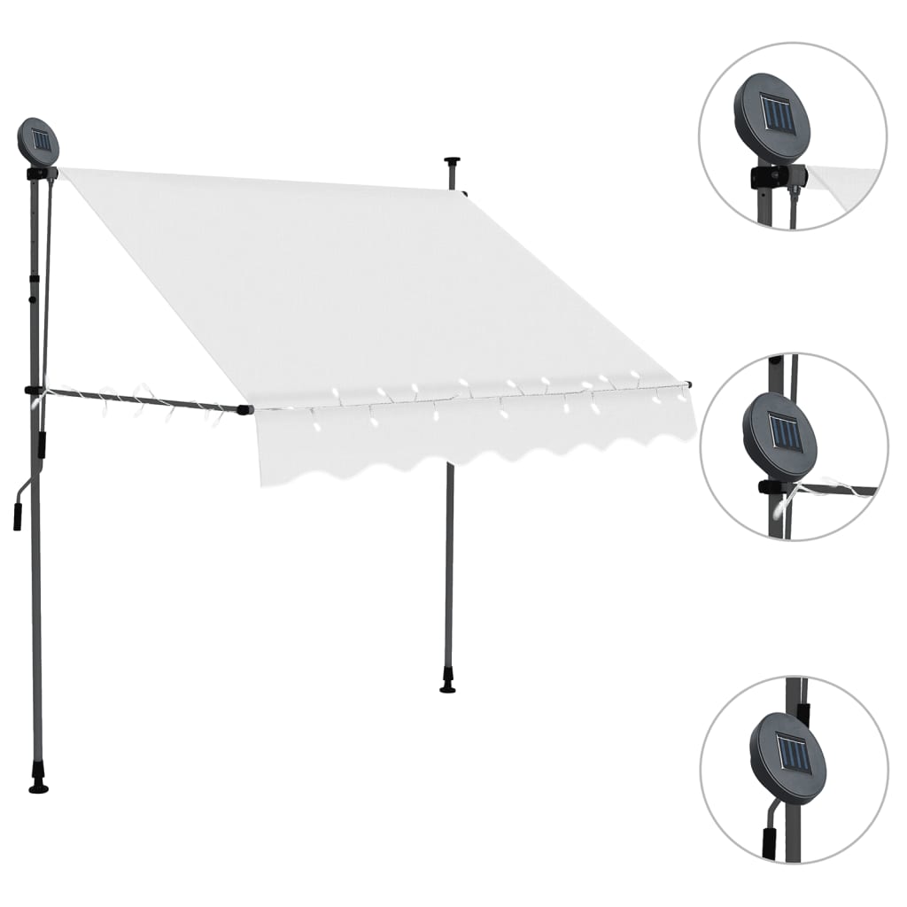Manual Retractable Awning with LED 78.7 Cream