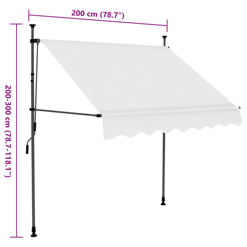 Manual Retractable Awning with LED 78.7 Cream