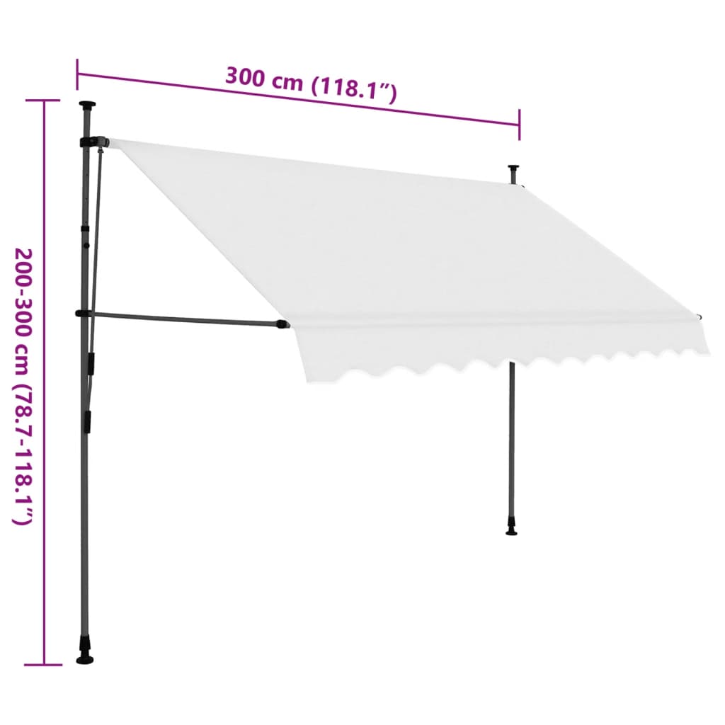 Manual Retractable Awning with LED 118.1 Cream