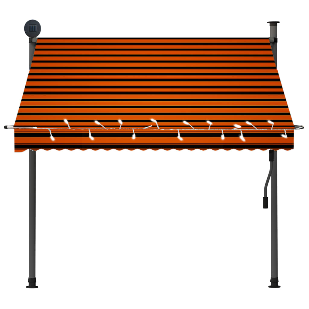 Manual Retractable Awning with LED 78.7 Orange and Brown