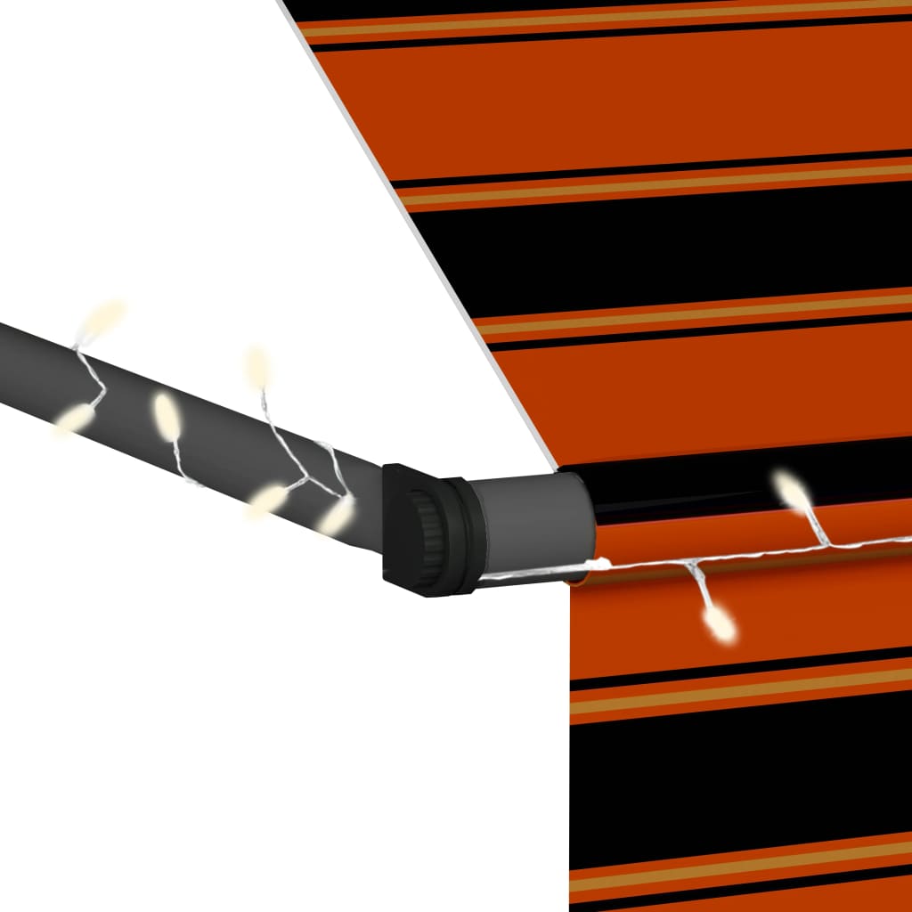 Manual Retractable Awning with LED 78.7 Orange and Brown