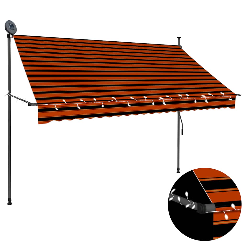 Retractable Awning Orange and Brown Polyester with PU coating, Steel
