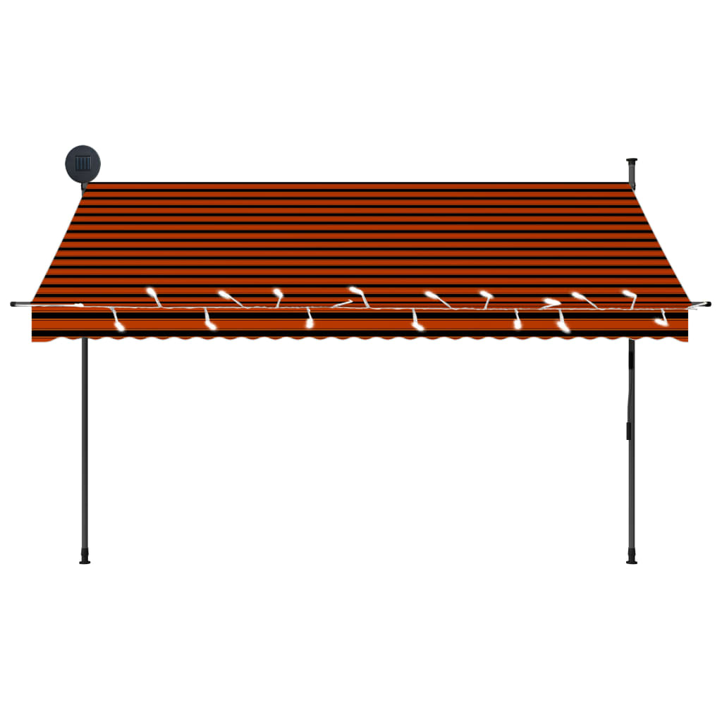 Manual Retractable Awning with LED 118.1 Orange and Brown