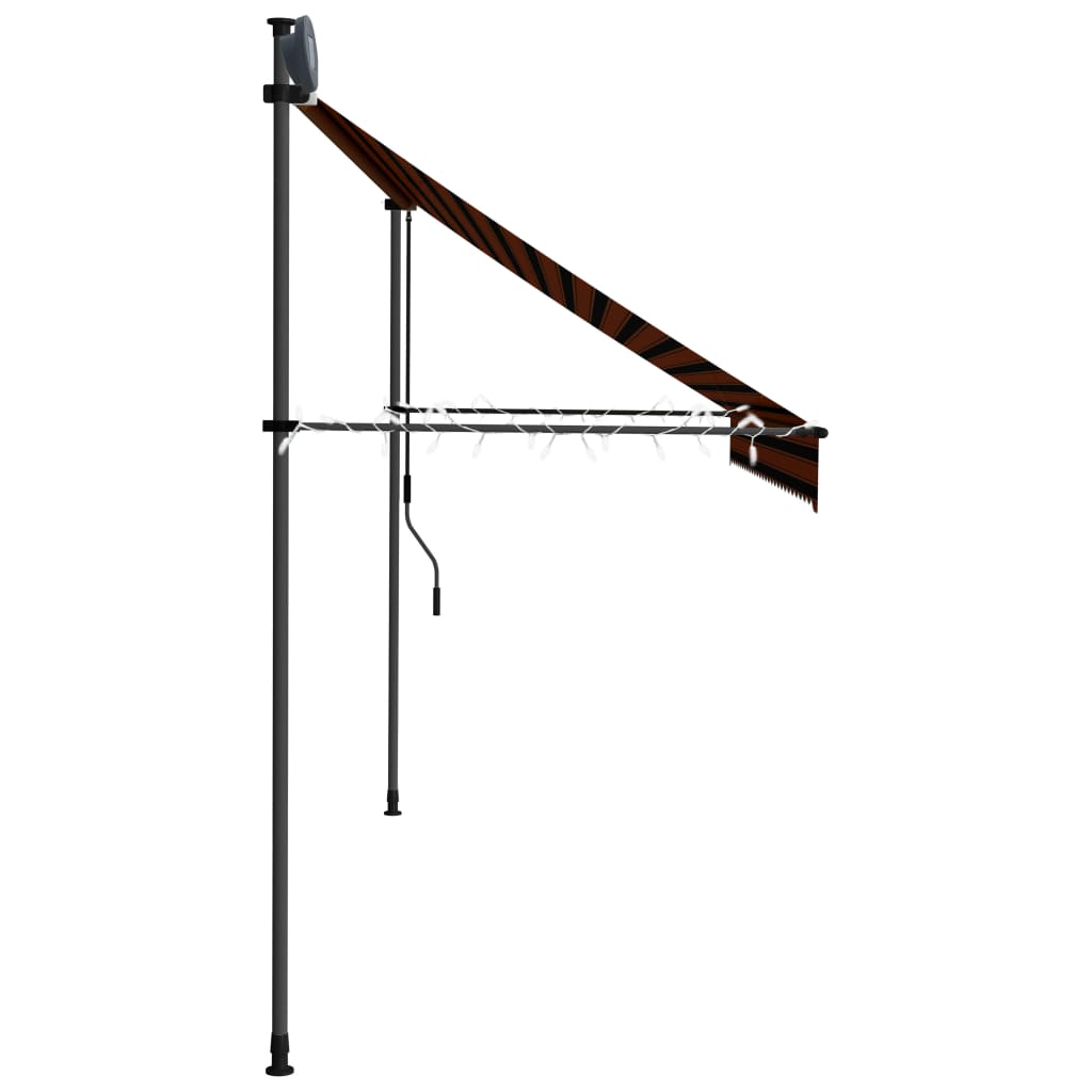 Manual Retractable Awning with LED 118.1 Orange and Brown