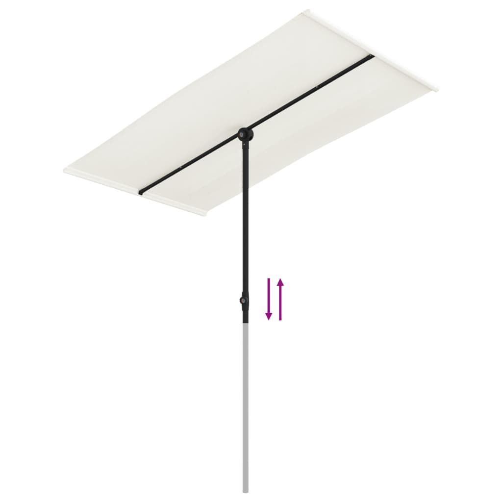 Sand white cantilever garden parasol with aluminum pole, 70.9x43.3 inches, tilt adjustment.