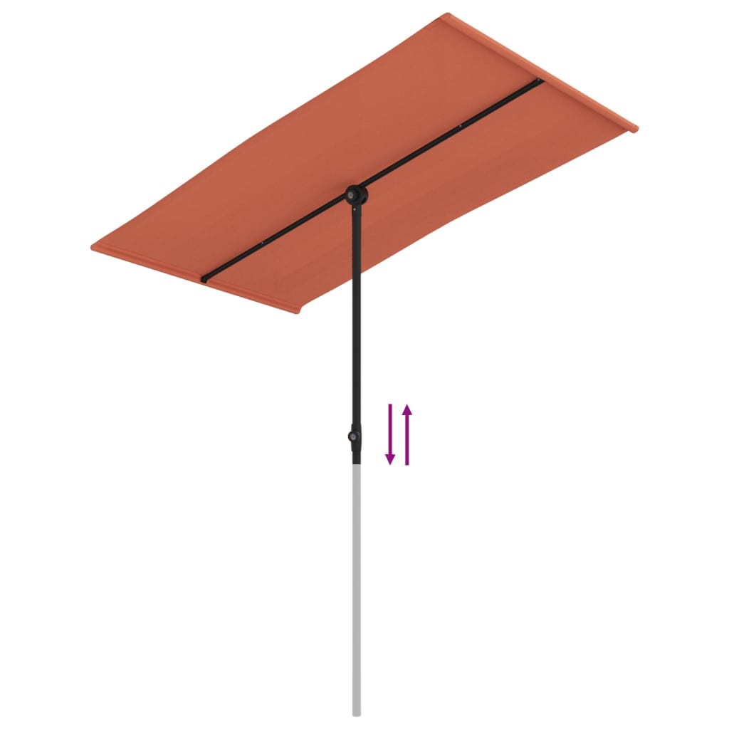 Garden Parasol with Aluminum Pole 70.9x43.3 Terracotta