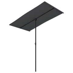 Garden Parasol Black Polyester, Aluminum Medium Height-Adjustable