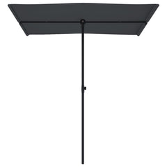 Garden Parasol Black Polyester, Aluminum Medium Height-Adjustable