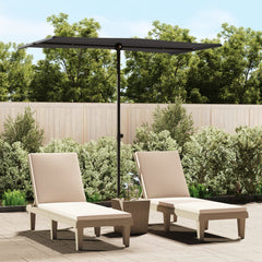 Garden Parasol Black Polyester, Aluminum Medium Height-Adjustable