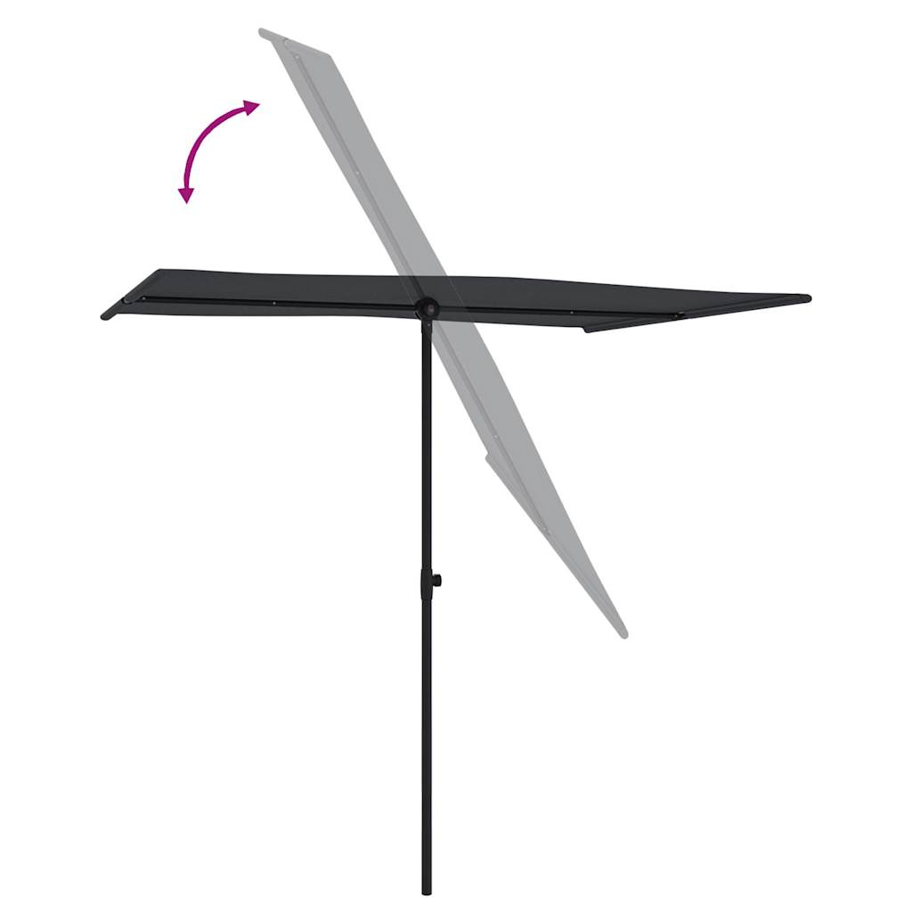 Garden Parasol with Aluminum Pole 6.6'x4.9' Black