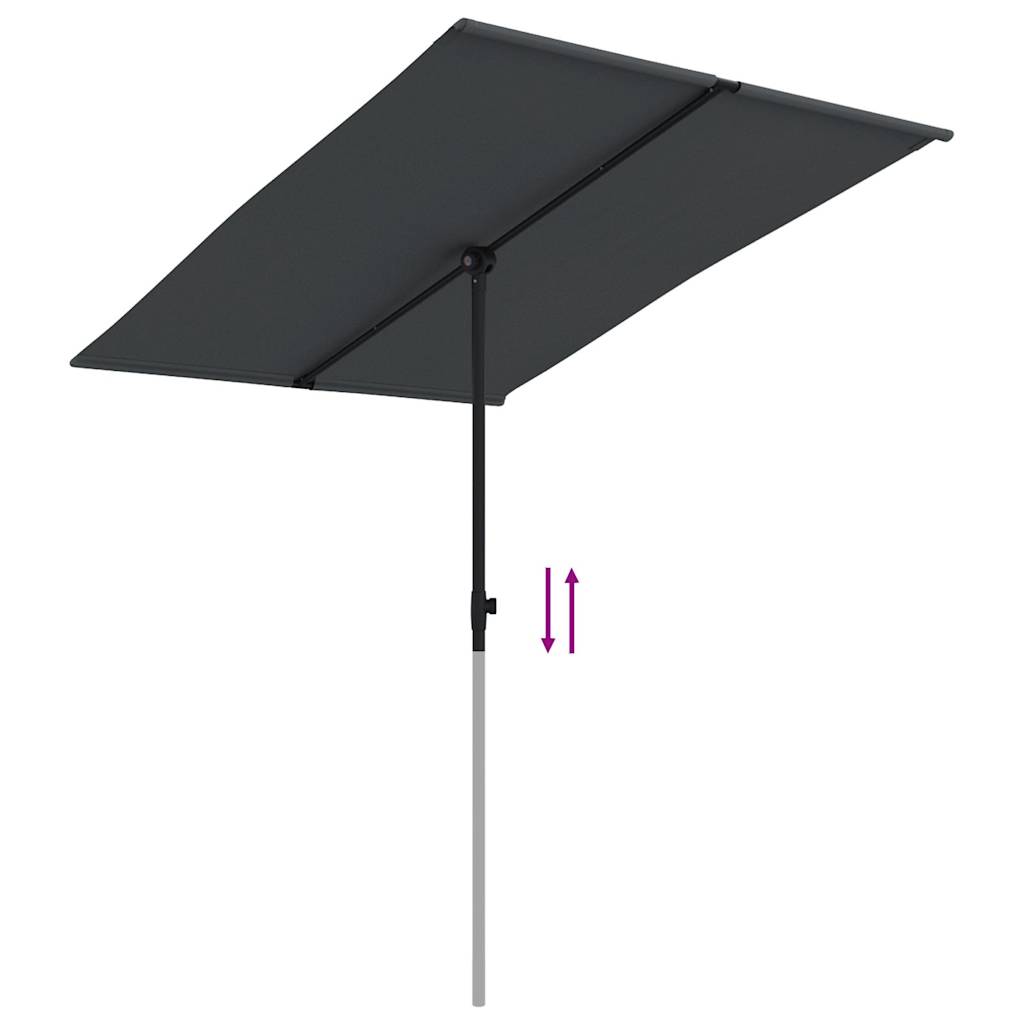 Garden Parasol with Aluminum Pole 6.6'x4.9' Black