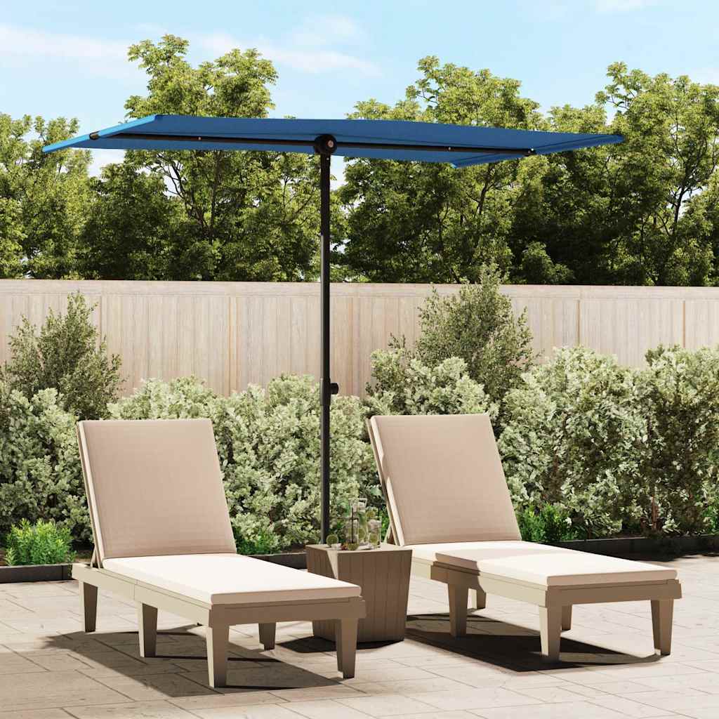 Garden Parasol Azure Blue Aluminium, Polyester 6.6 x 4.9 feet