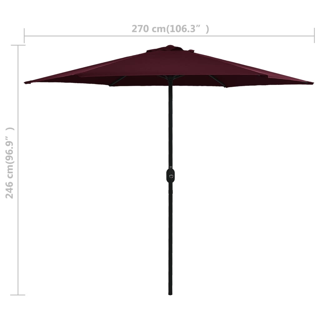 Garden Parasol with Aluminum Pole 106.3x96.9 Bordeaux Red