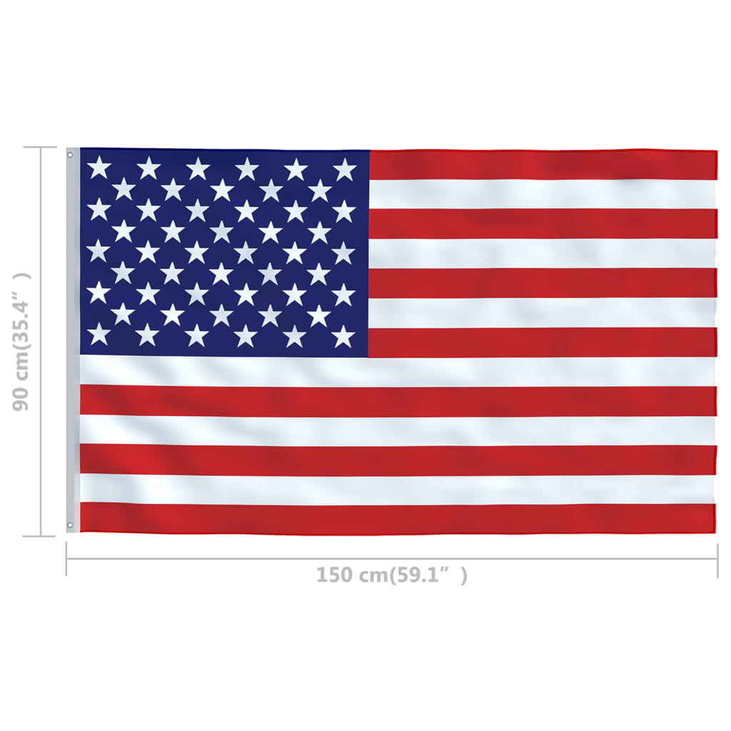 3x5 ft US flag made of durable polyester with brass grommets.
