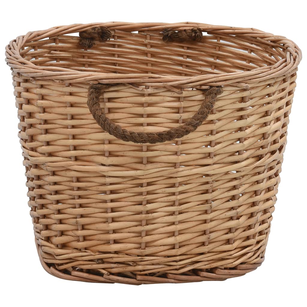 Firewood Basket with Carrying Handles 22.8x16.5x11.4 Natural Willow