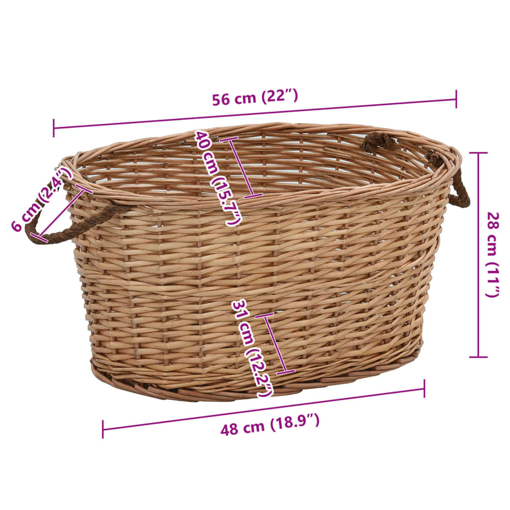 Firewood Basket with Carrying Handles 22.8x16.5x11.4 Natural Willow