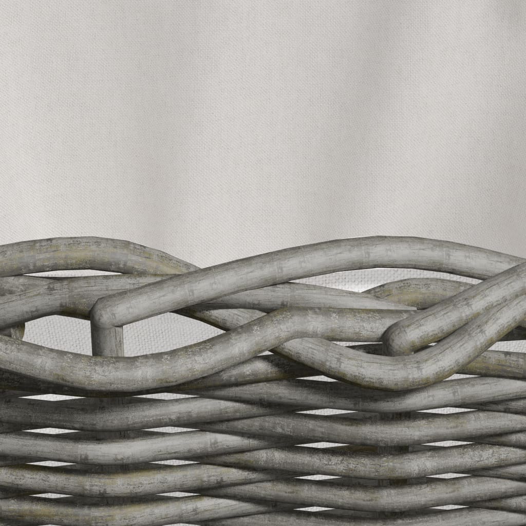 Gray willow firewood basket with handles, measuring 23.6x15.7x11 inches.