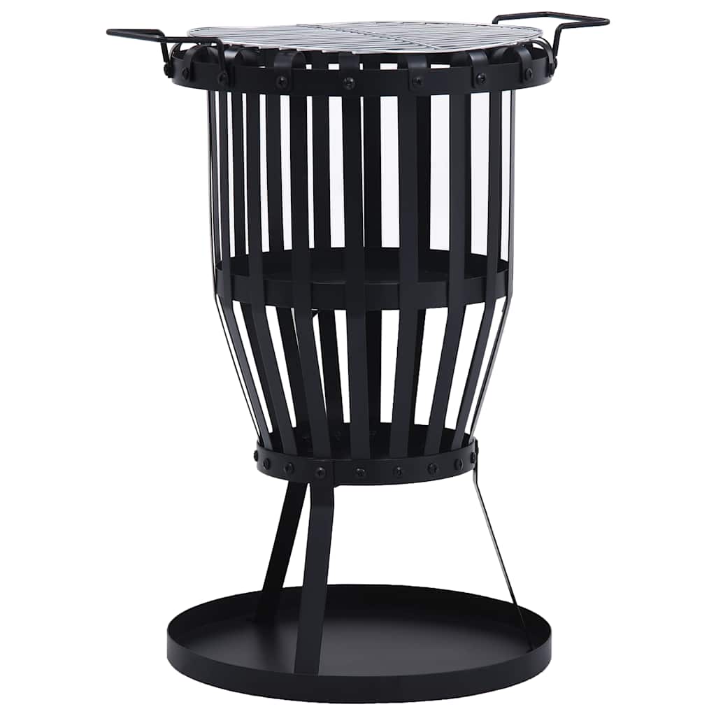 Garden Fire Pit Basket with BBQ Grill Steel 19