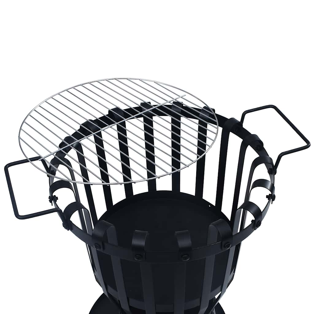 Garden Fire Pit Basket with BBQ Grill Steel 19