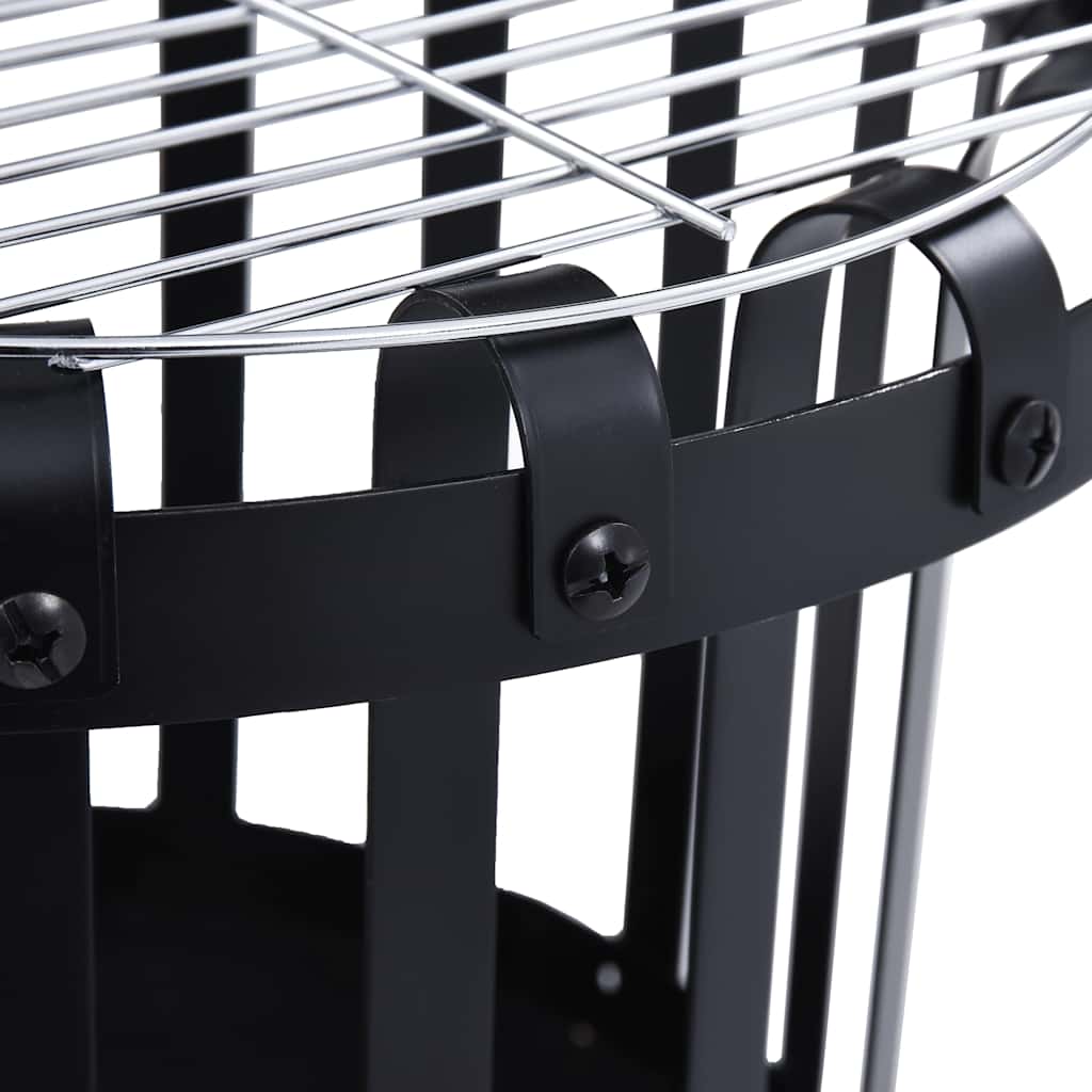 Garden Fire Pit Basket with BBQ Grill Steel 19