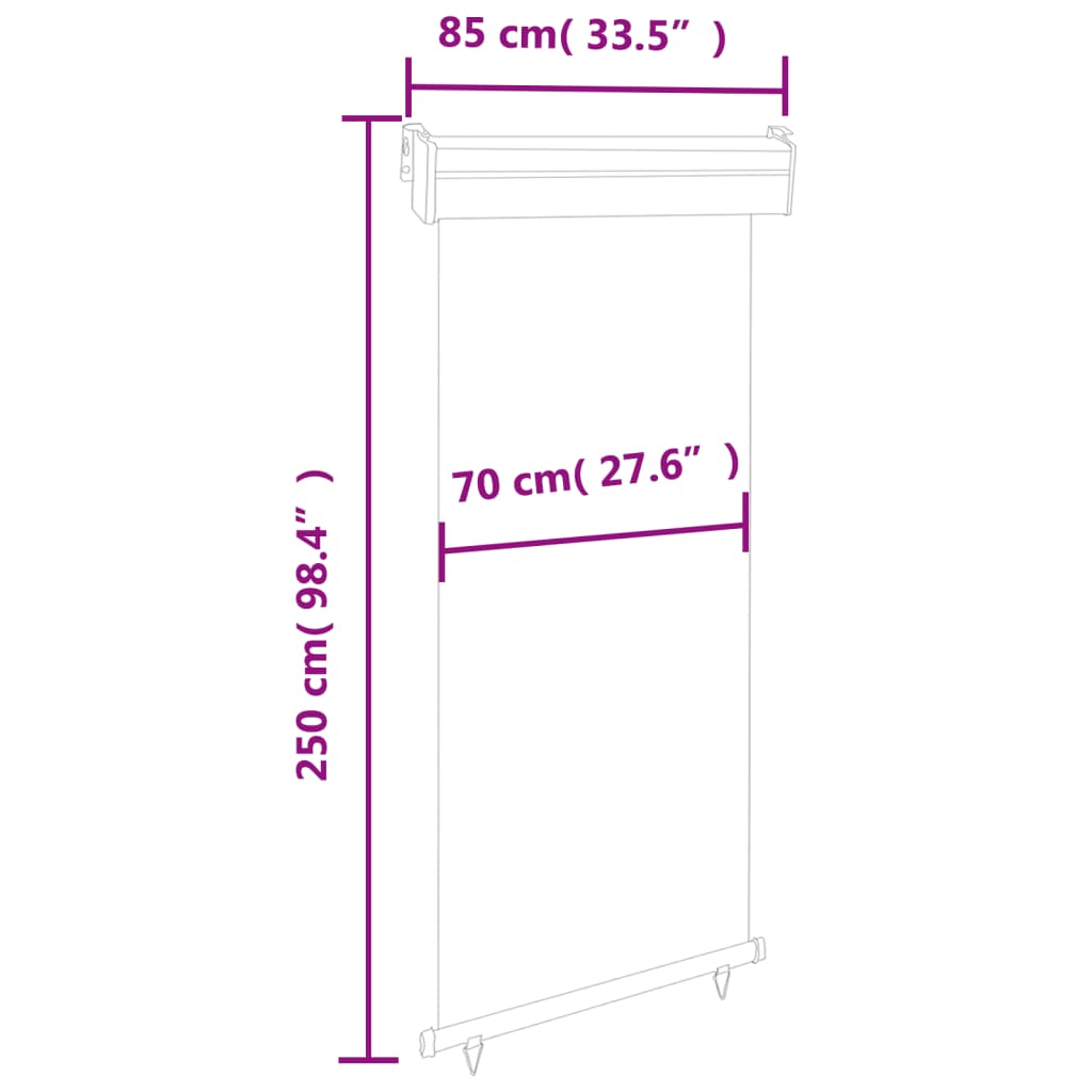 Balcony Side Awning 33.5x98.4 Gray
