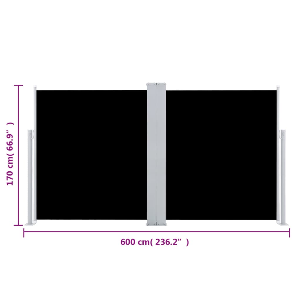 Patio Retractable Double Side Awning 66.9x236.2 Black