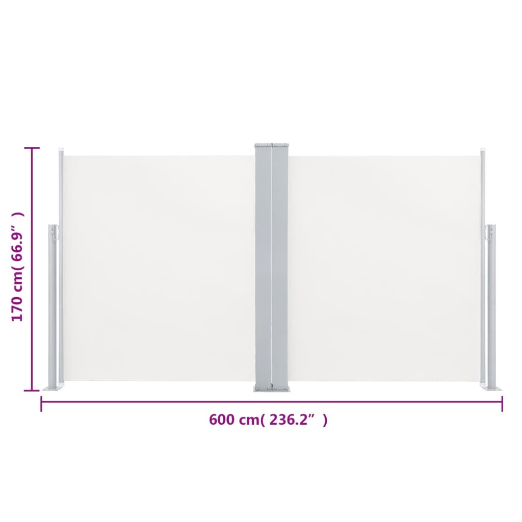 Patio Retractable Double Side Awning 66.9x236.2 Cream