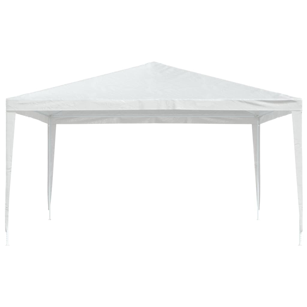 White 13.1x13.1 ft UV-resistant party tent with powder-coated iron frame.