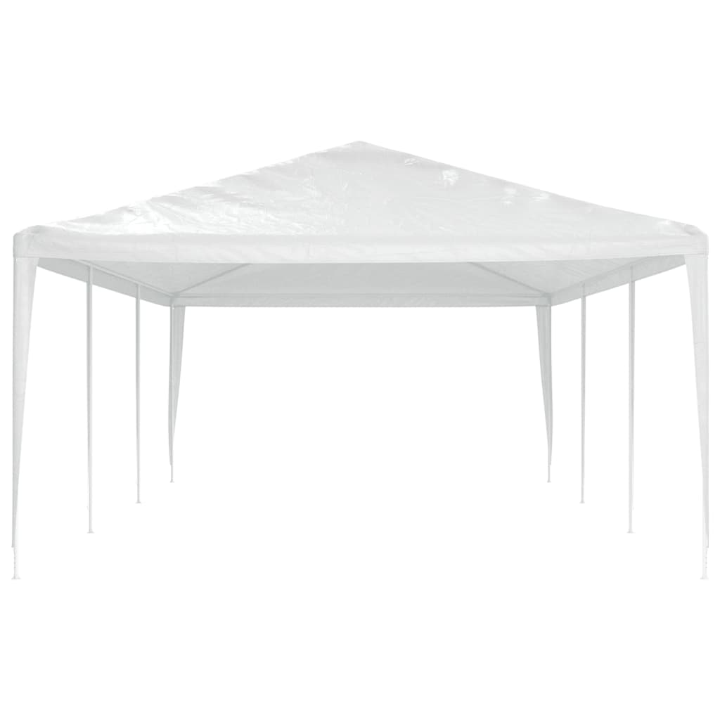 White 13.1'x29.5' party tent with UV water-resistant canopy and sturdy frame.