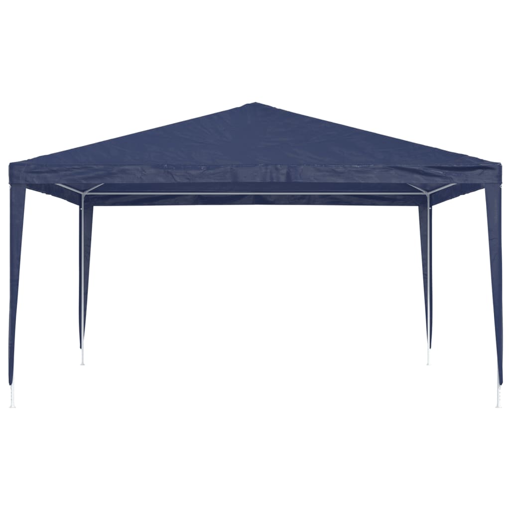 A 13.1x13.1 ft blue party tent with UV water-resistant canopy and metal frame.