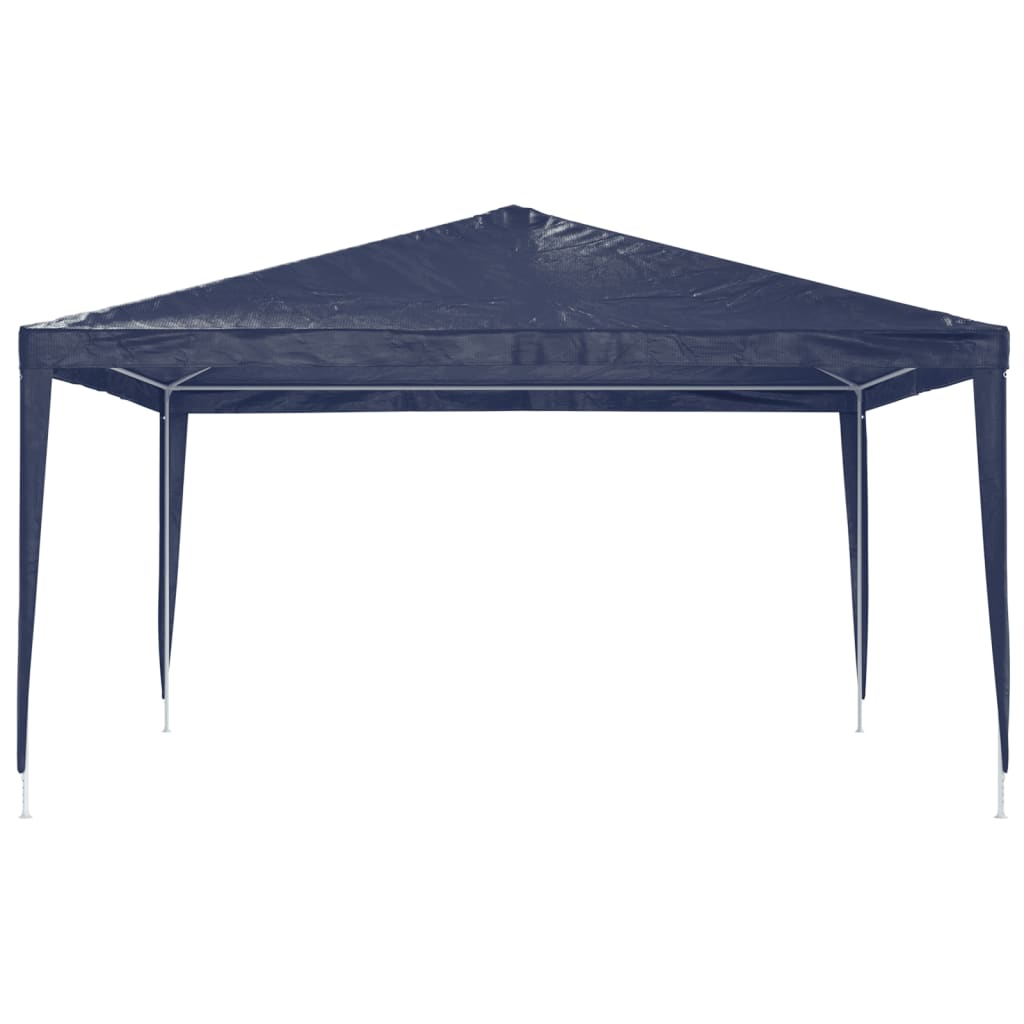 A blue 13.1x13.1 ft pop-up party tent with peaked canopy and sturdy frame.
