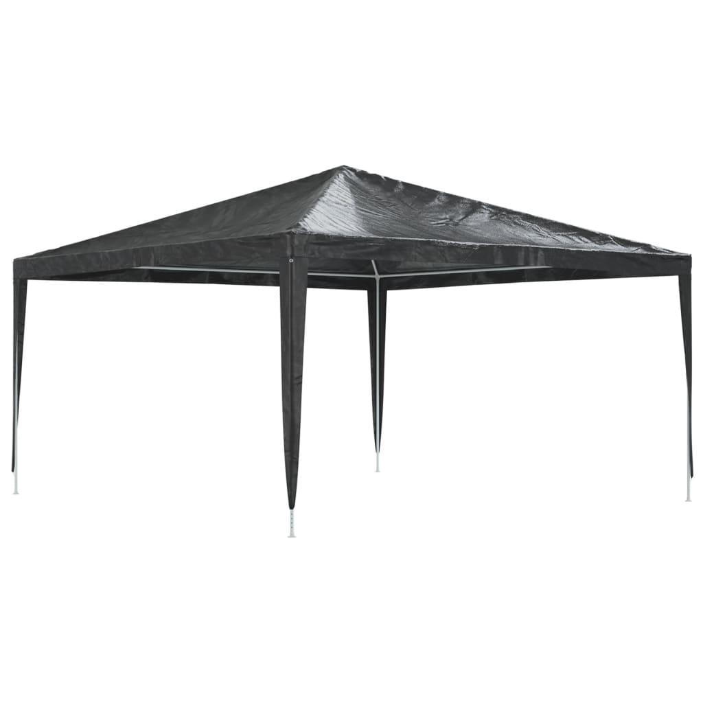 A black 13.1x13.1 ft square party tent with UV and water-resistant canopy and steel frame.