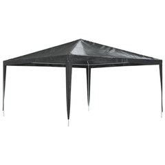A black 13.1x13.1 ft square party tent with UV and water-resistant canopy and steel frame.