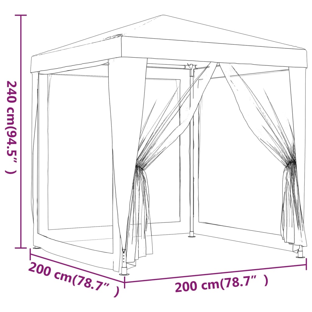 Party Tent with 4 Mesh Sidewalls 6.6'x6.6' White