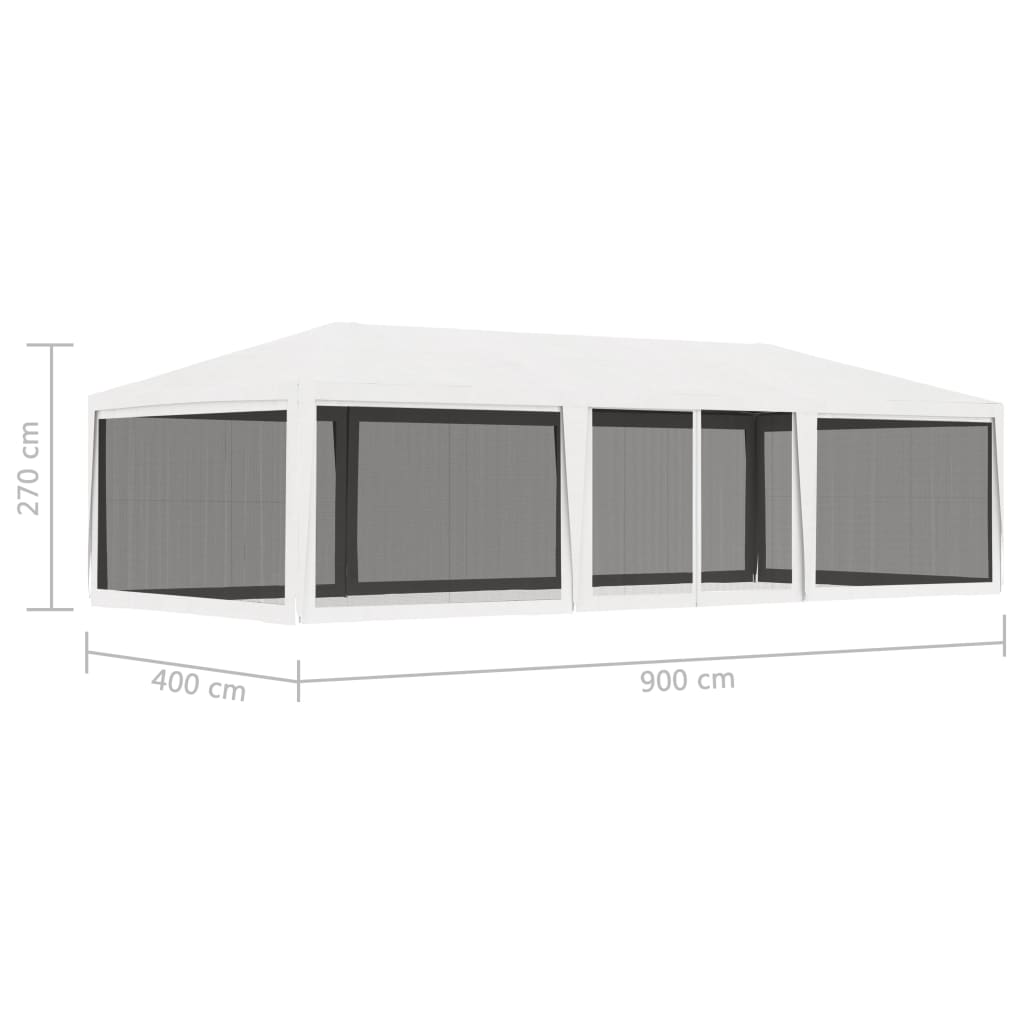 Party Tent with 4 Mesh Sidewalls 13.1'x29.5' White