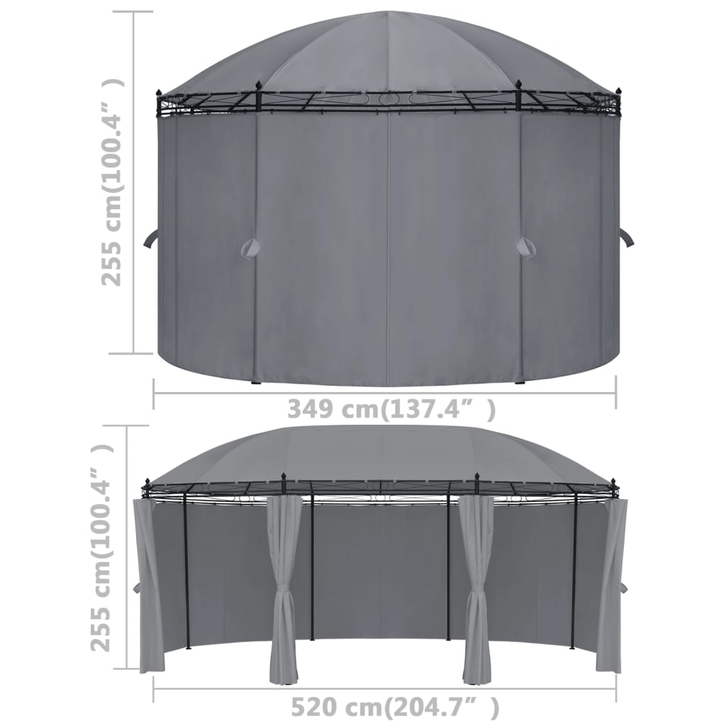 Gazebo with Curtains 204.7x137.4x100.4 Anthracite