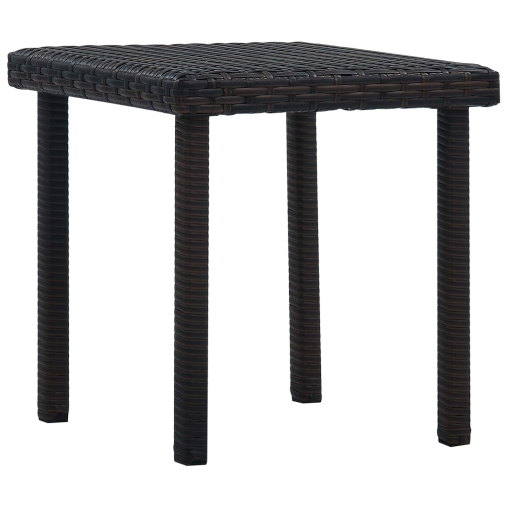 Garden Table Brown Poly Rattan, Powder-Coated Steel Small Durable